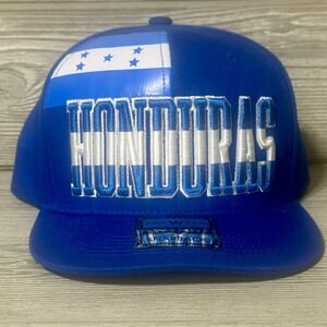Wynn Headwear Cap Honduras Spellout 3D Hat Blue Flag Adjustable‎ Mens